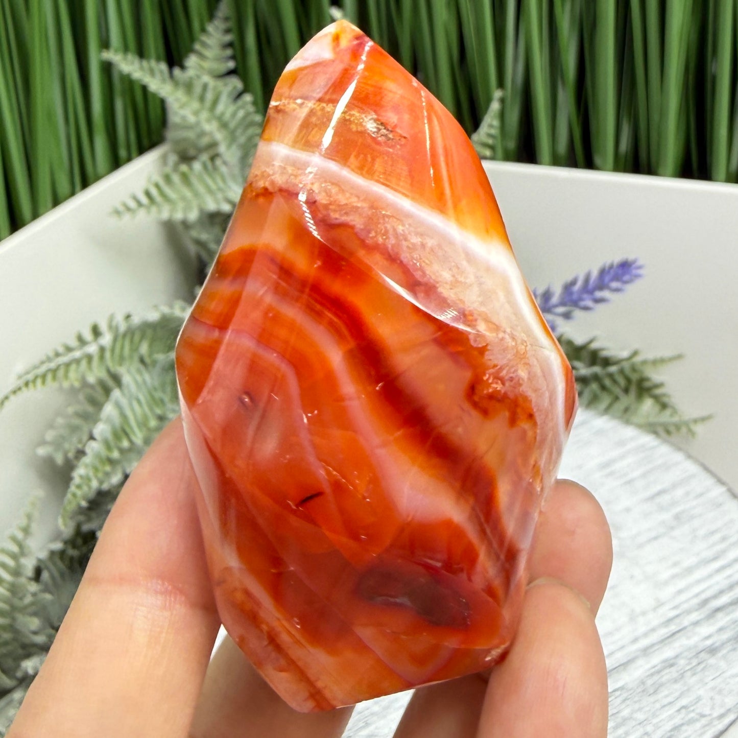 Carnelian with Orca Agate Quartz Flame Free Form Healing Crystal 161g