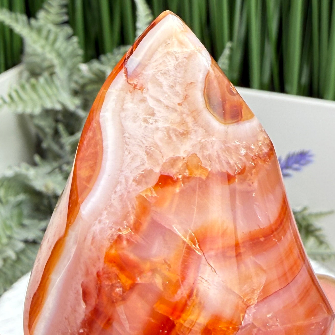 Carnelian with Orca Agate Quartz Flame Free Form Healing Crystal 161g