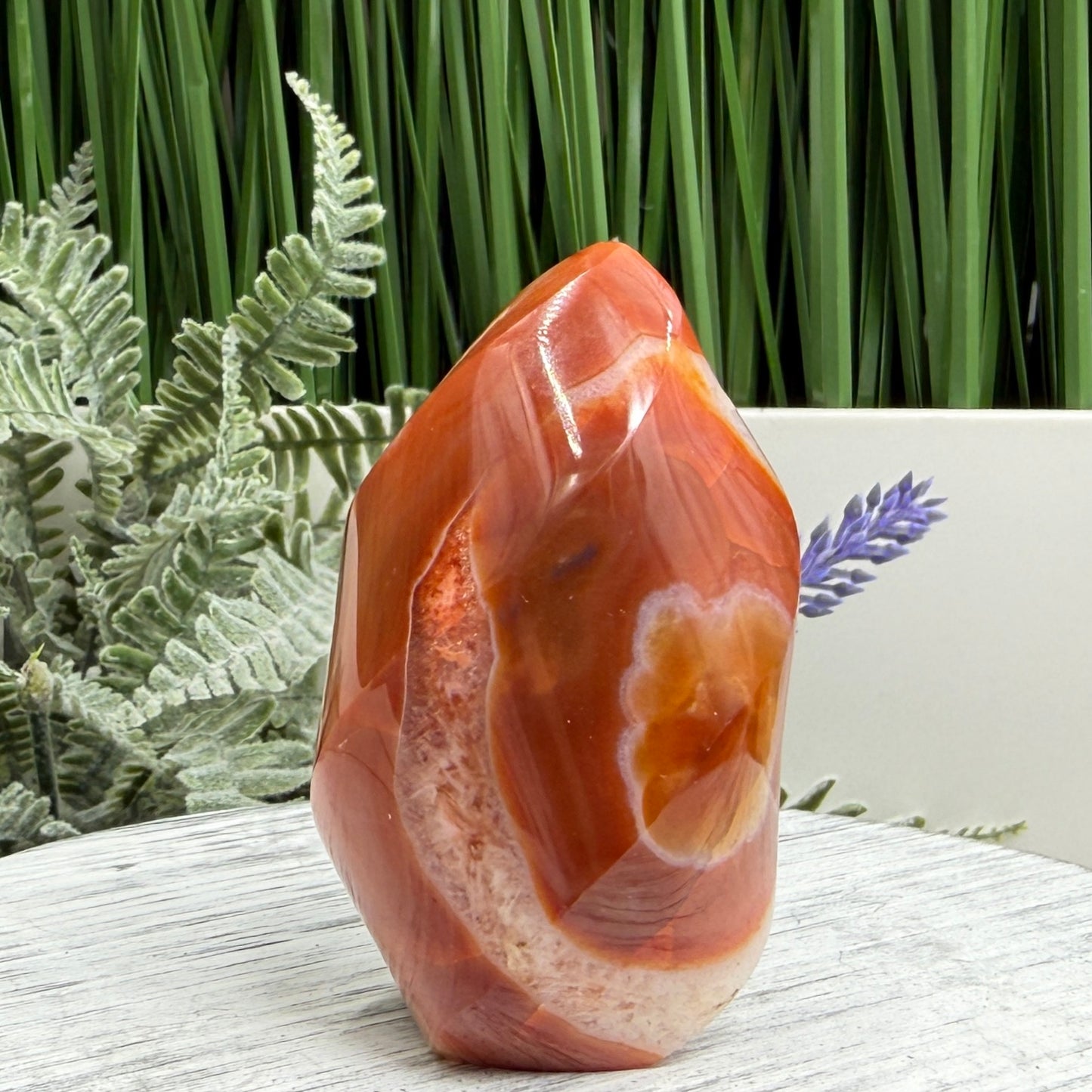 Carnelian with Orca Agate Quartz Flame Free Form Healing Crystal 155g
