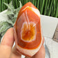 Carnelian with Orca Agate Quartz Flame Free Form Healing Crystal 155g