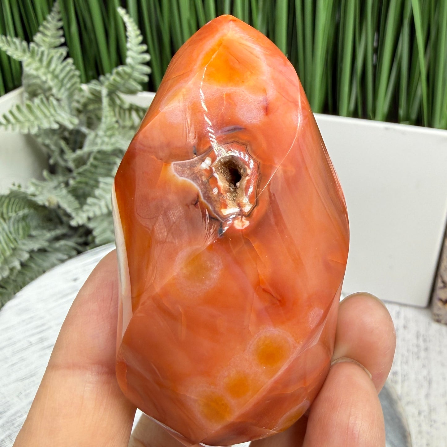 Carnelian with Orca Agate Quartz Flame Free Form Healing Crystal 155g
