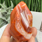 Carnelian with Orca Agate Quartz Flame Free Form Healing Crystal 155g