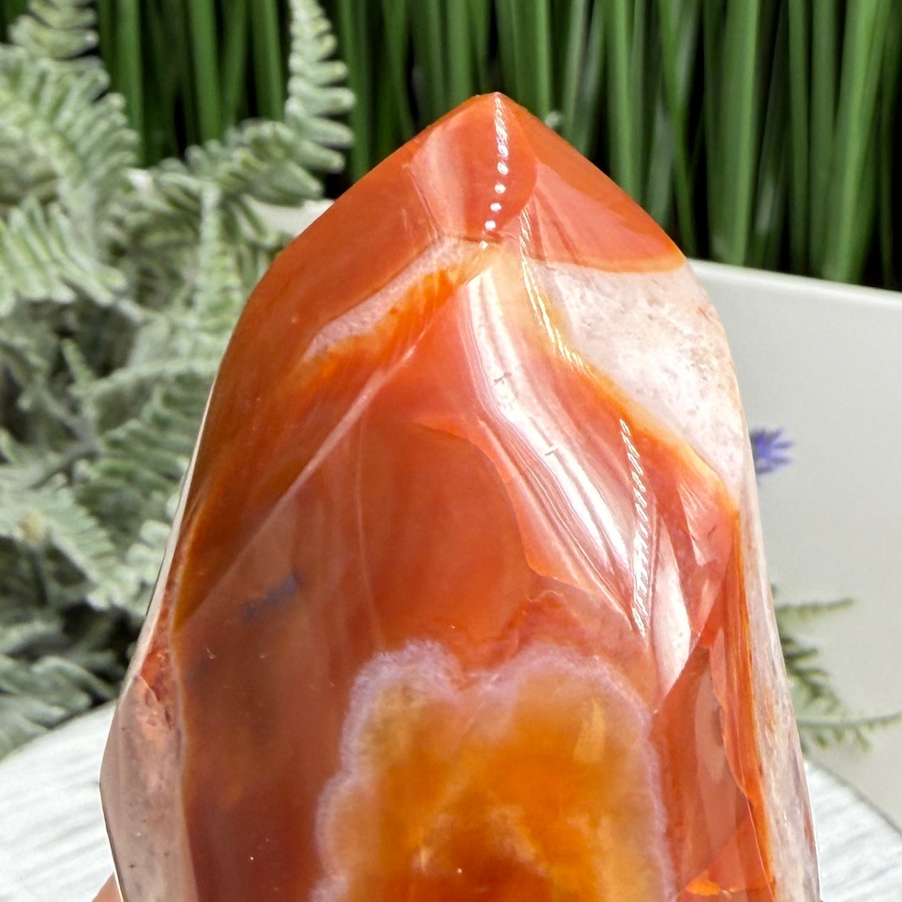 Carnelian with Orca Agate Quartz Flame Free Form Healing Crystal 155g