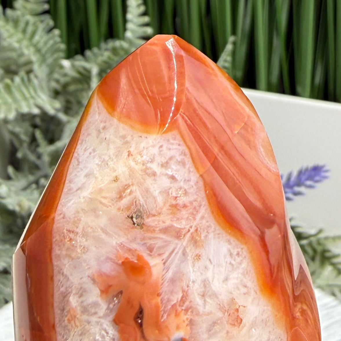 Carnelian with Orca Agate Quartz Flame Free Form Healing Crystal 155g