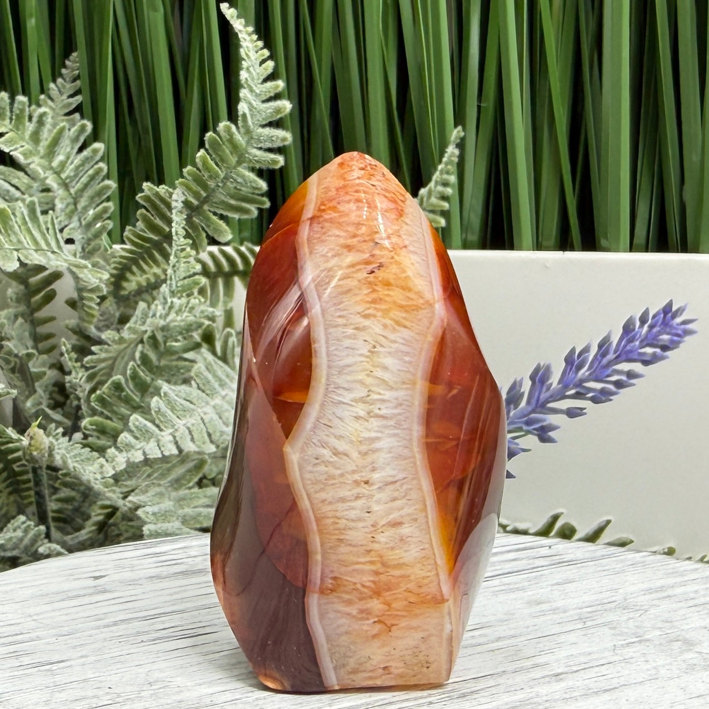 Carnelian with Quartz Flame Free Form Healing Crystal 117g