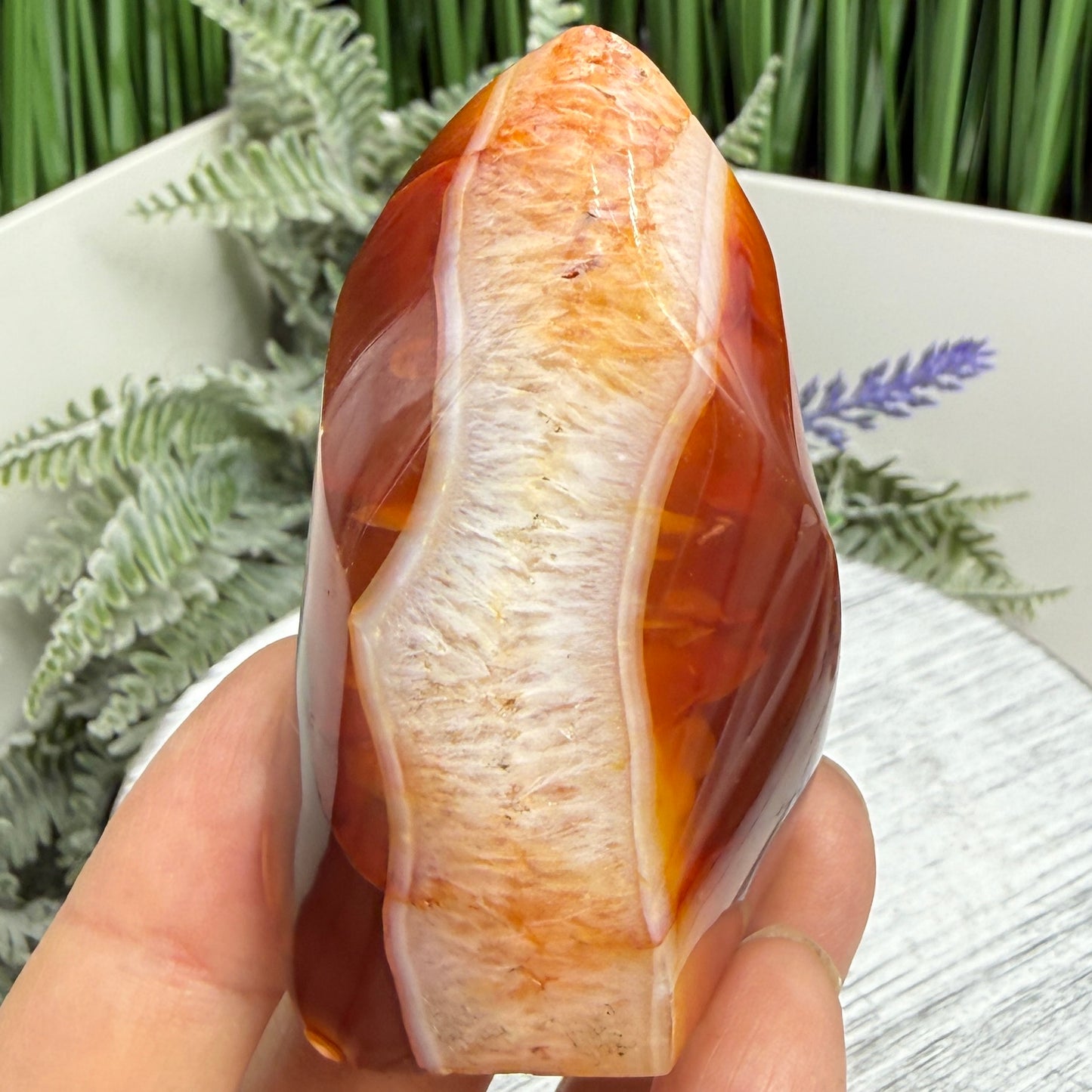 Carnelian with Quartz Flame Free Form Healing Crystal 117g