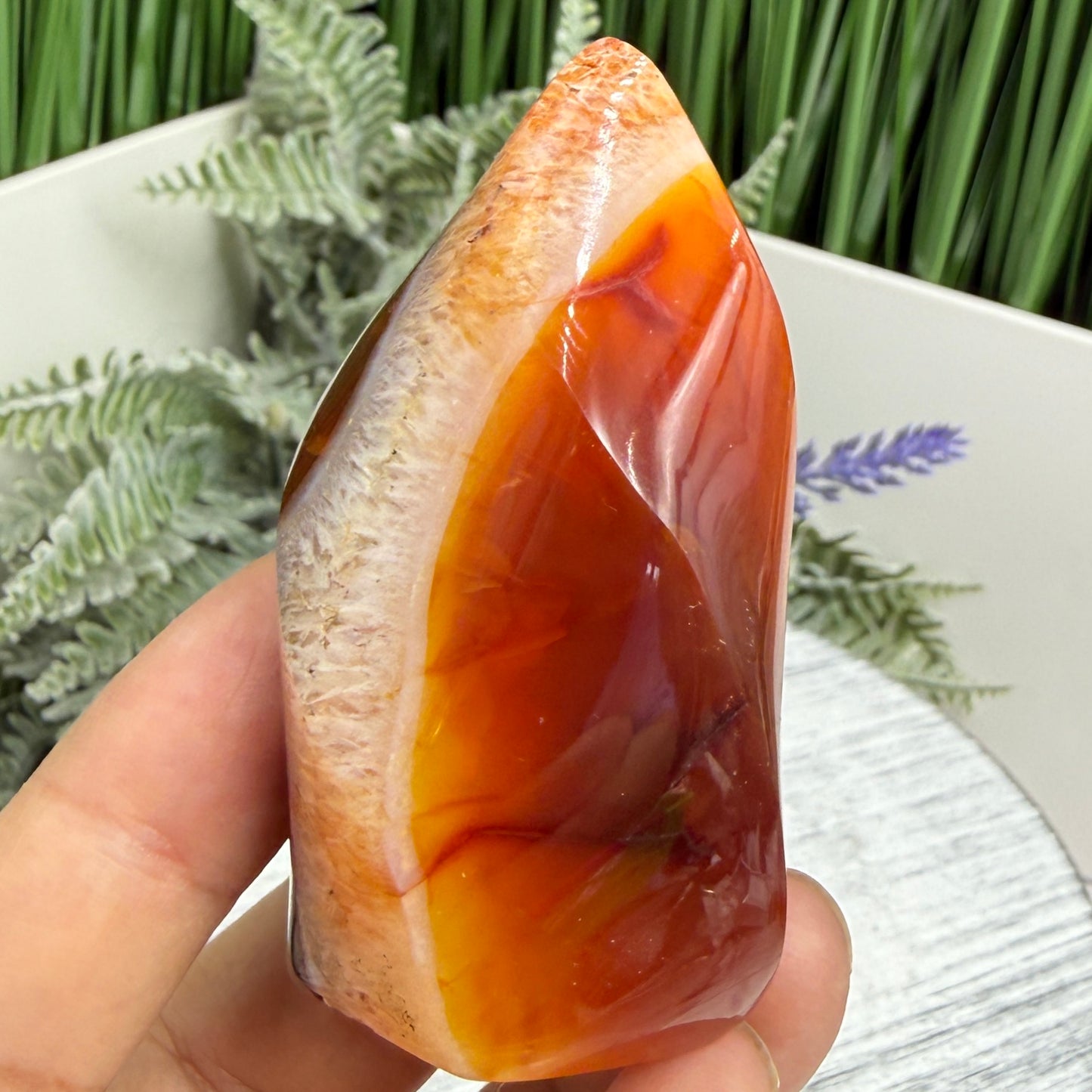 Carnelian with Quartz Flame Free Form Healing Crystal 117g