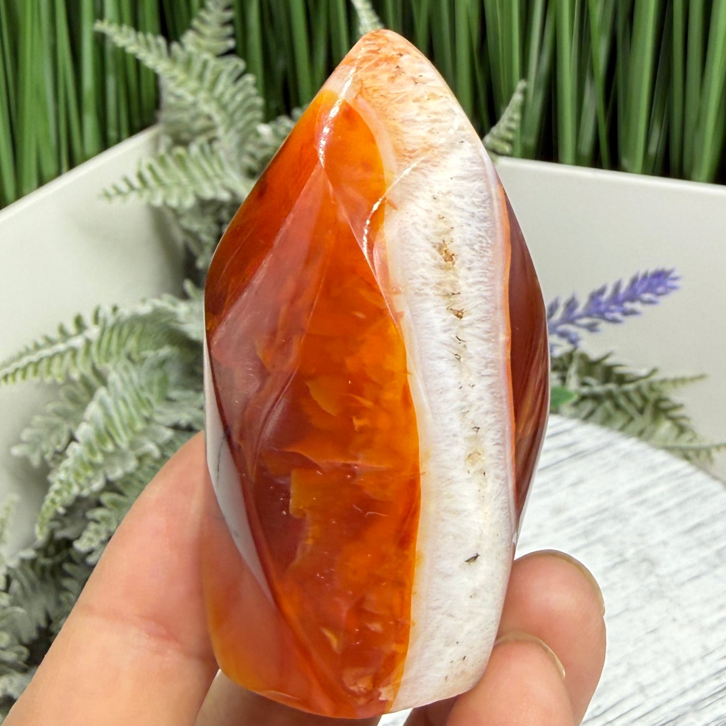 Carnelian with Quartz Flame Free Form Healing Crystal 117g