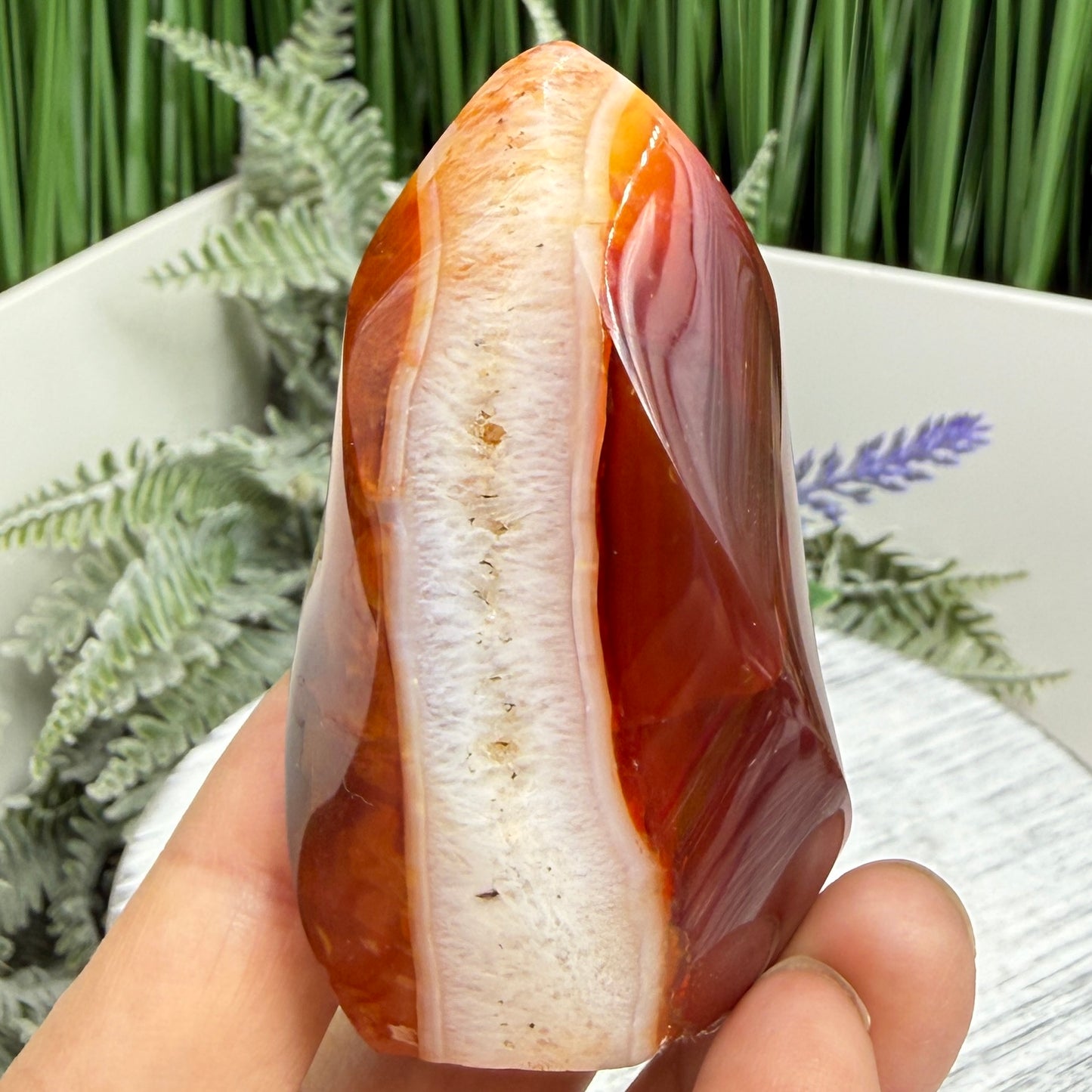 Carnelian with Quartz Flame Free Form Healing Crystal 117g