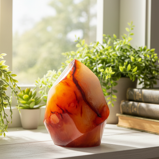 Carnelian with Quartz Flame Free Form Healing Crystal 306g