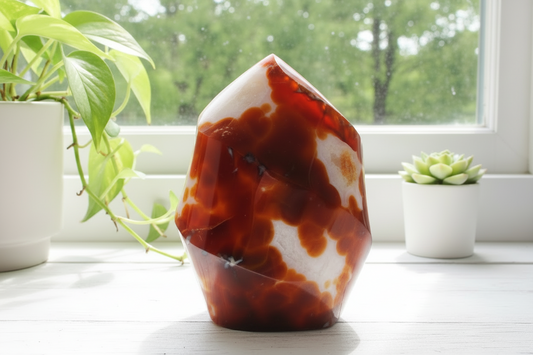 Carnelian with Orca Agate Quartz Flame Free Form Healing Crystal 382g