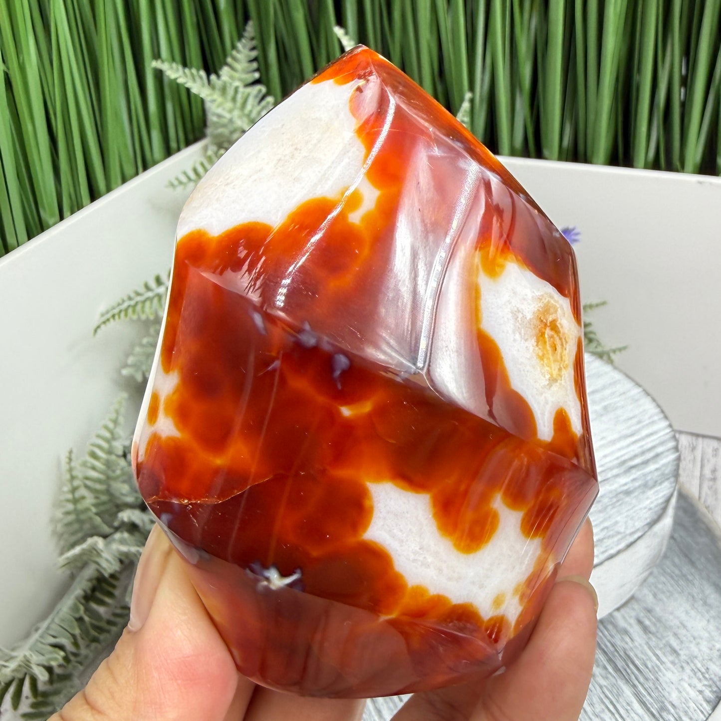 Carnelian with Orca Agate Quartz Flame Free Form Healing Crystal 382g