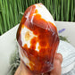 Carnelian with Orca Agate Quartz Flame Free Form Healing Crystal 382g