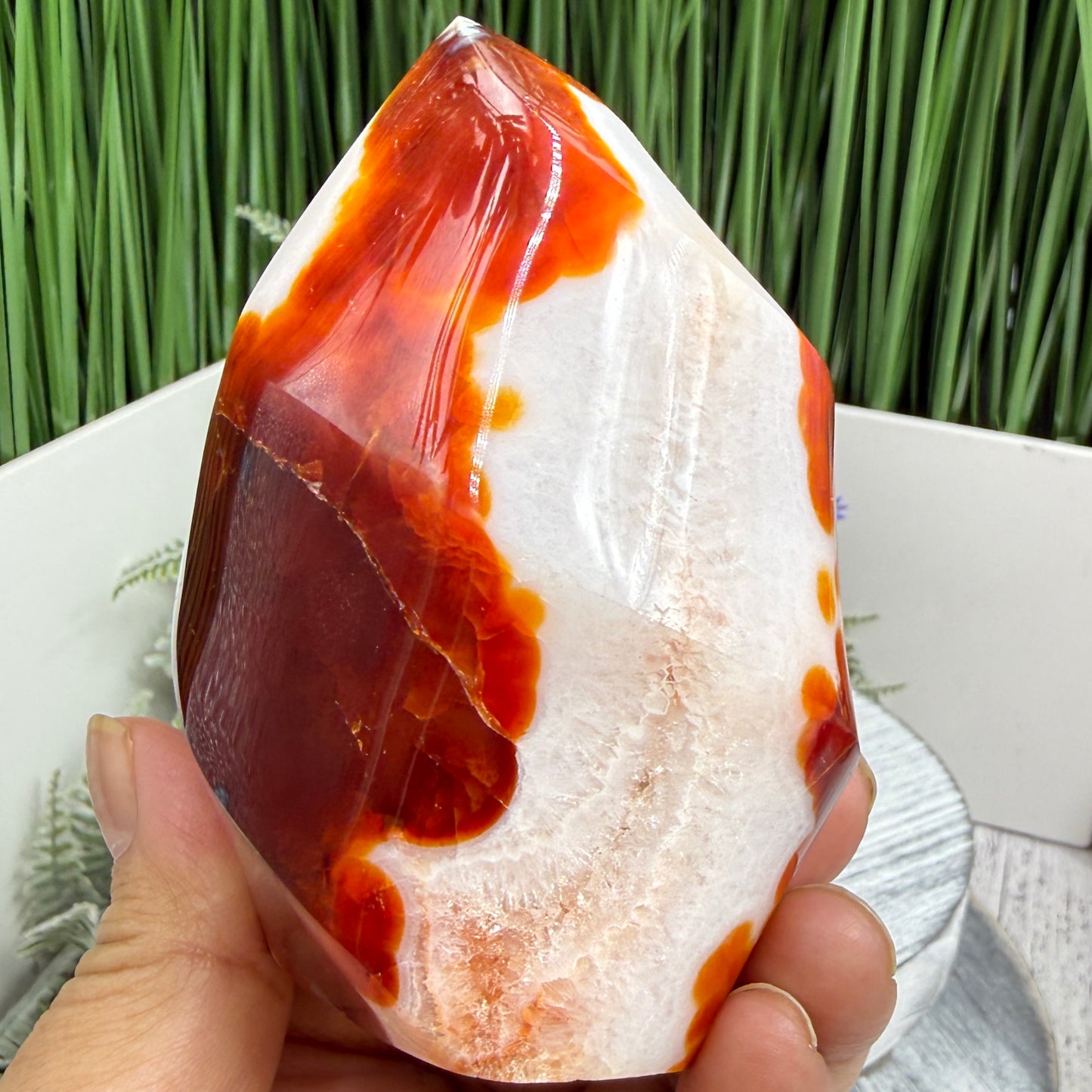 Carnelian with Orca Agate Quartz Flame Free Form Healing Crystal 382g