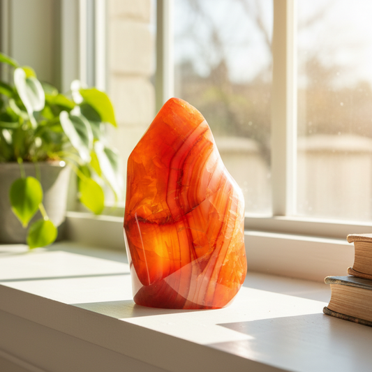 Carnelian with Quartz Flame Free Form Healing Crystal 250g