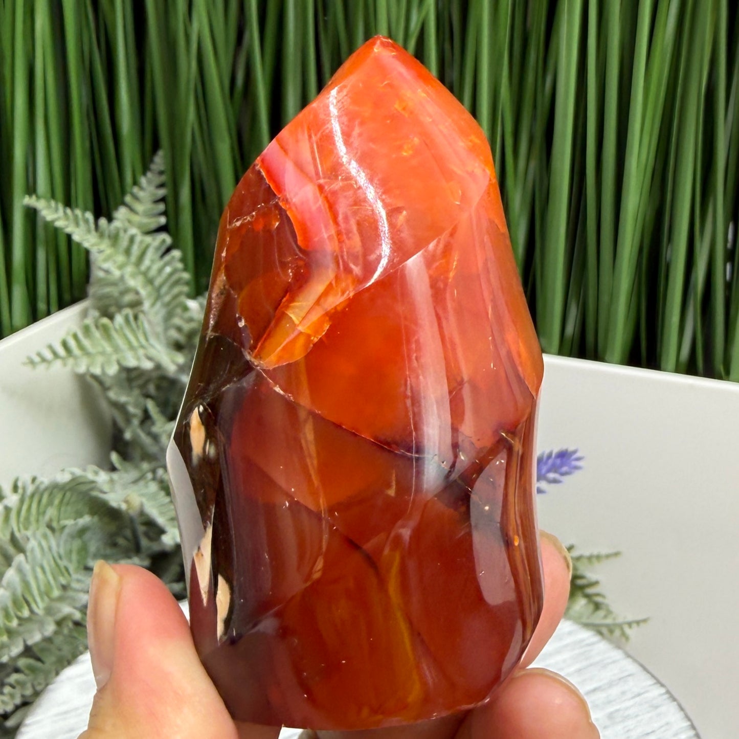 Carnelian with Quartz Flame Free Form Healing Crystal 250g