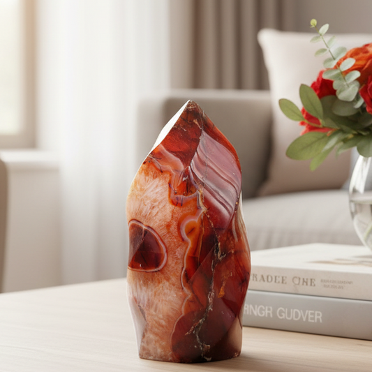 Carnelian with Orca Agate Quartz Flame Free Form Healing Crystal 287g