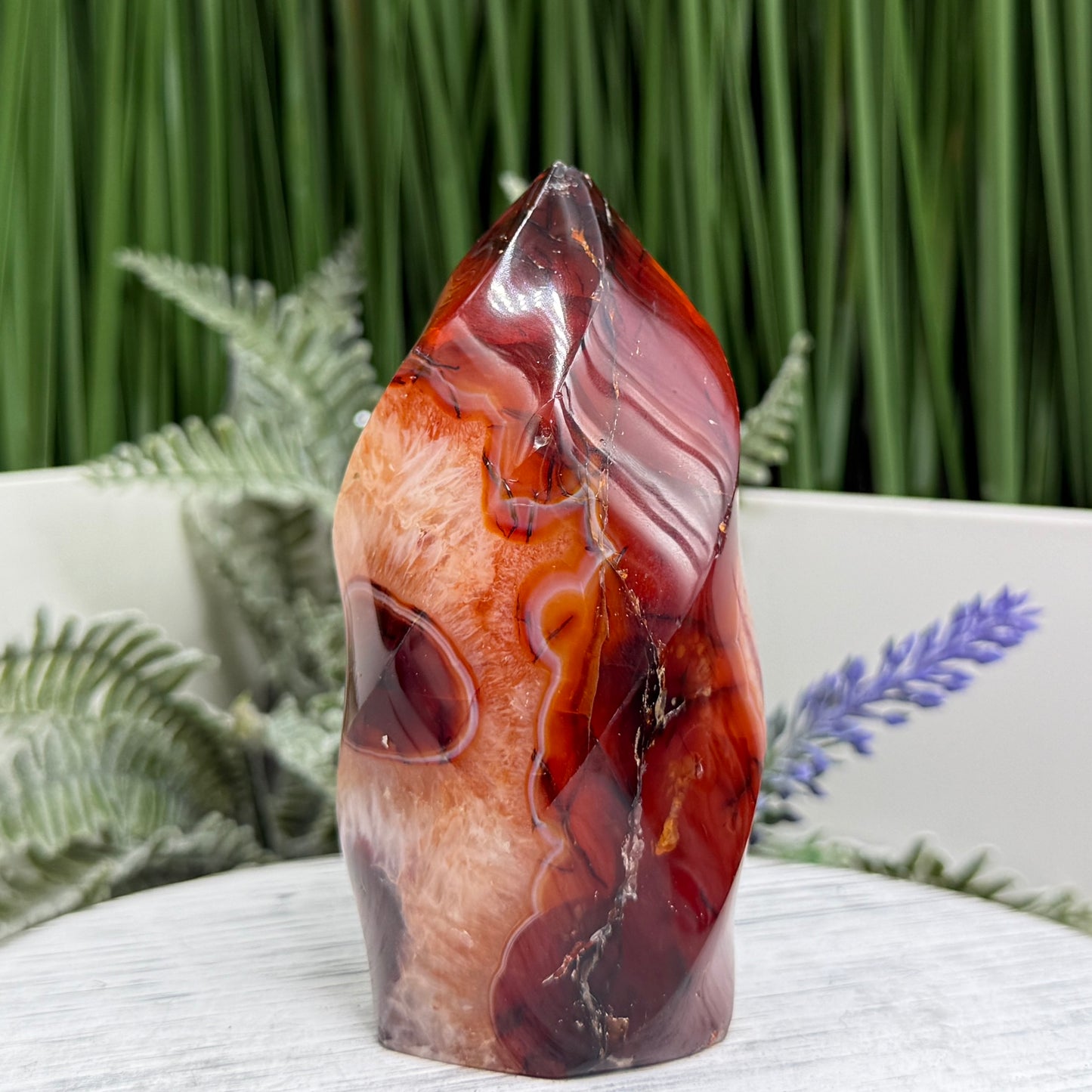 Carnelian with Orca Agate Quartz Flame Free Form Healing Crystal 287g