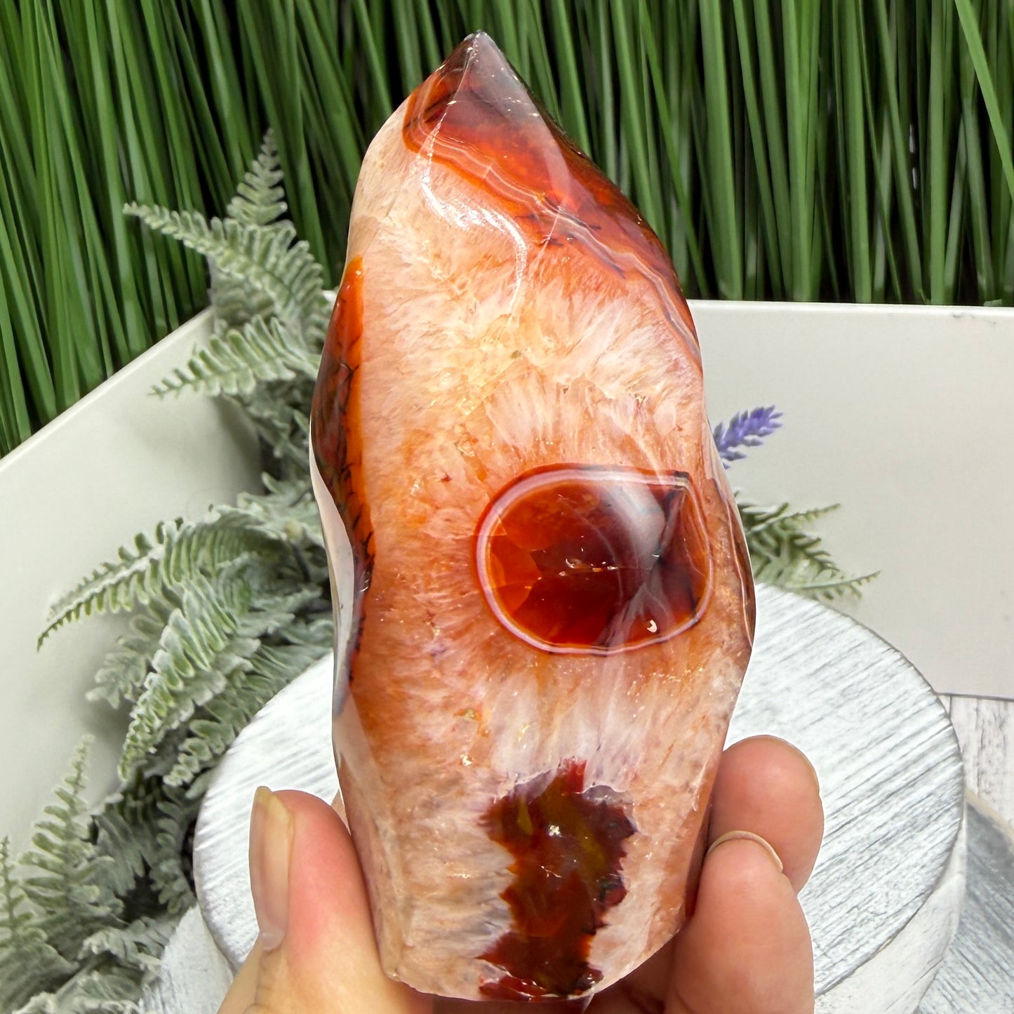 Carnelian with Orca Agate Quartz Flame Free Form Healing Crystal 287g