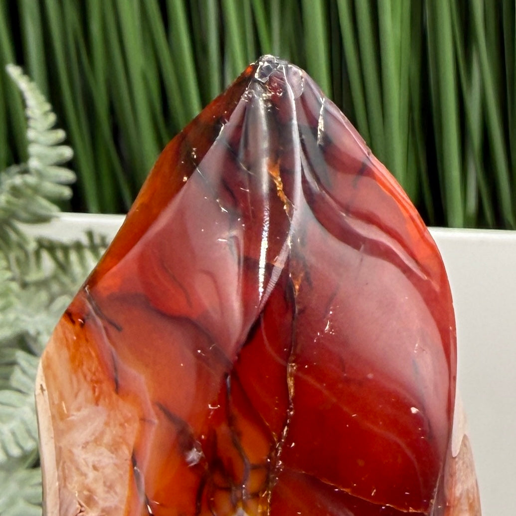 Carnelian with Orca Agate Quartz Flame Free Form Healing Crystal 287g