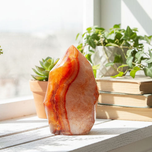 Carnelian with Quartz Flame Free Form Healing Crystal 240g