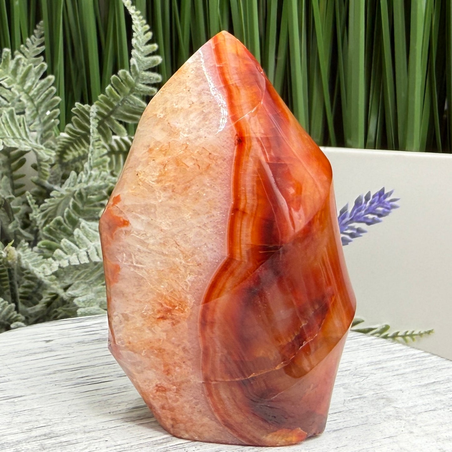 Carnelian with Quartz Flame Free Form Healing Crystal 240g