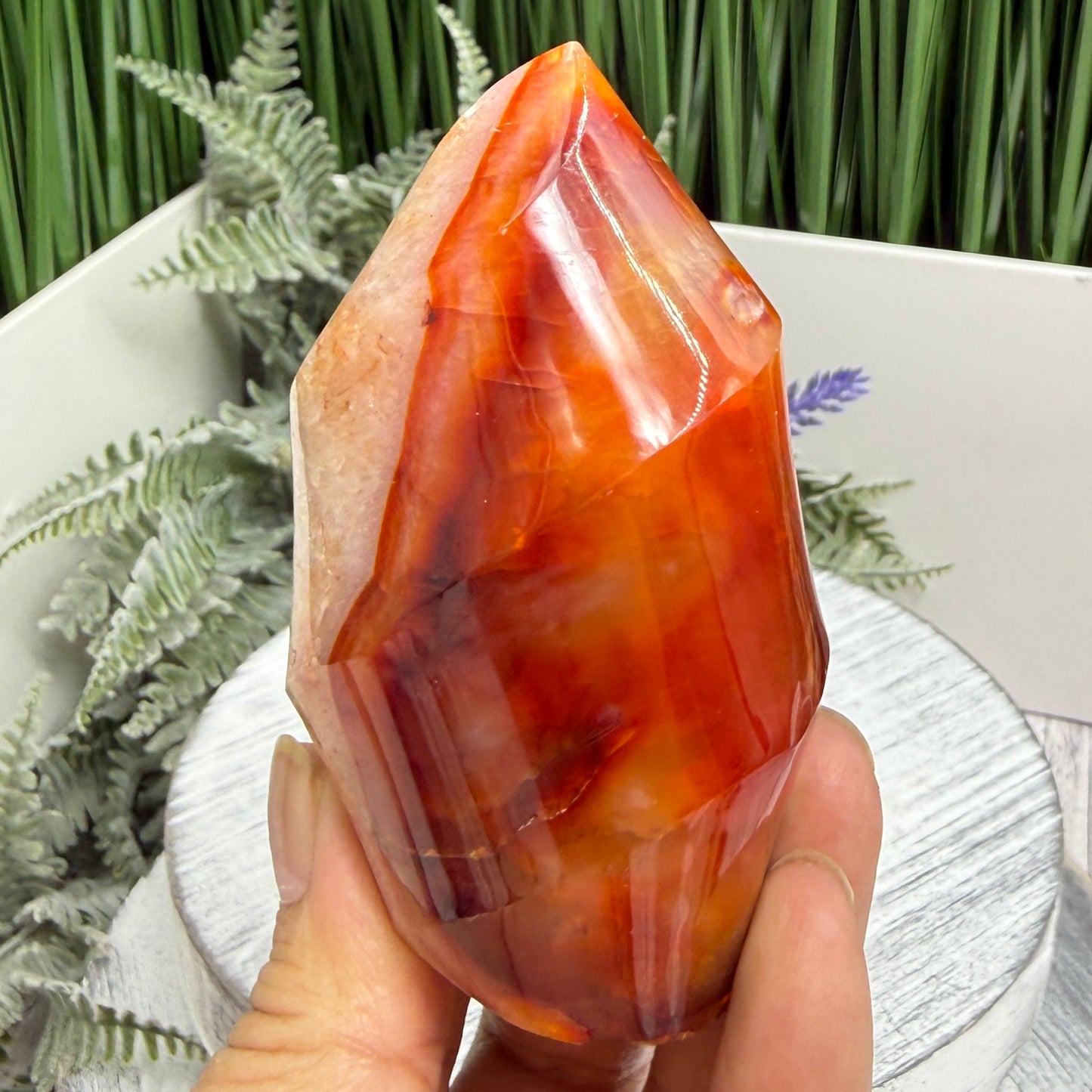 Carnelian with Quartz Flame Free Form Healing Crystal 240g