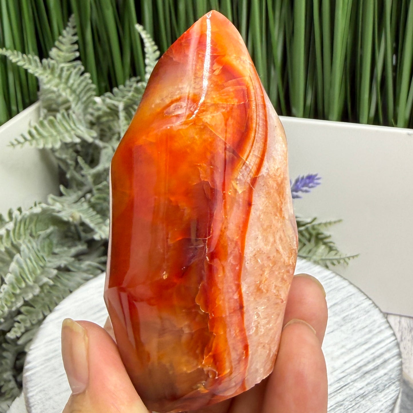 Carnelian with Quartz Flame Free Form Healing Crystal 240g
