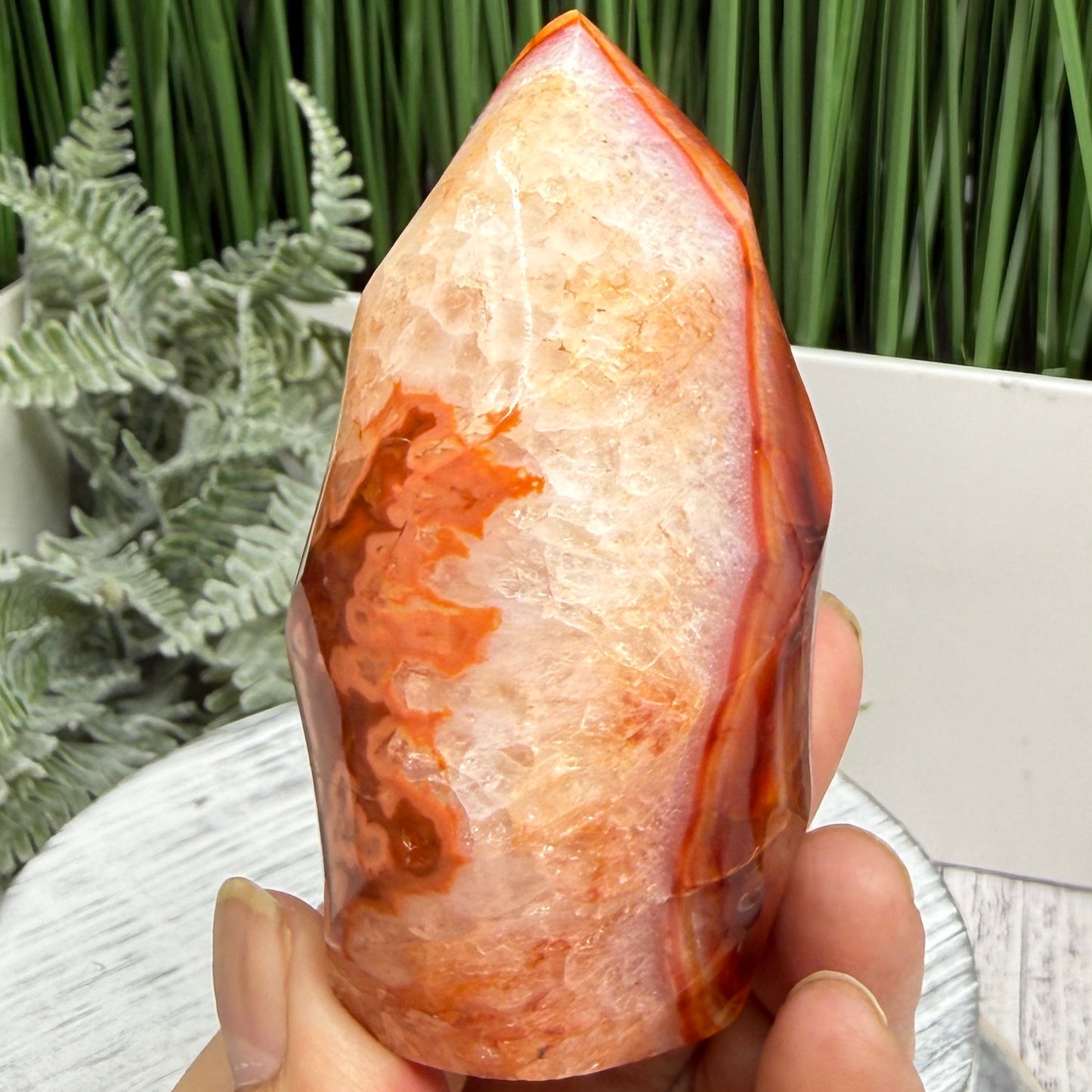 Carnelian with Quartz Flame Free Form Healing Crystal 240g
