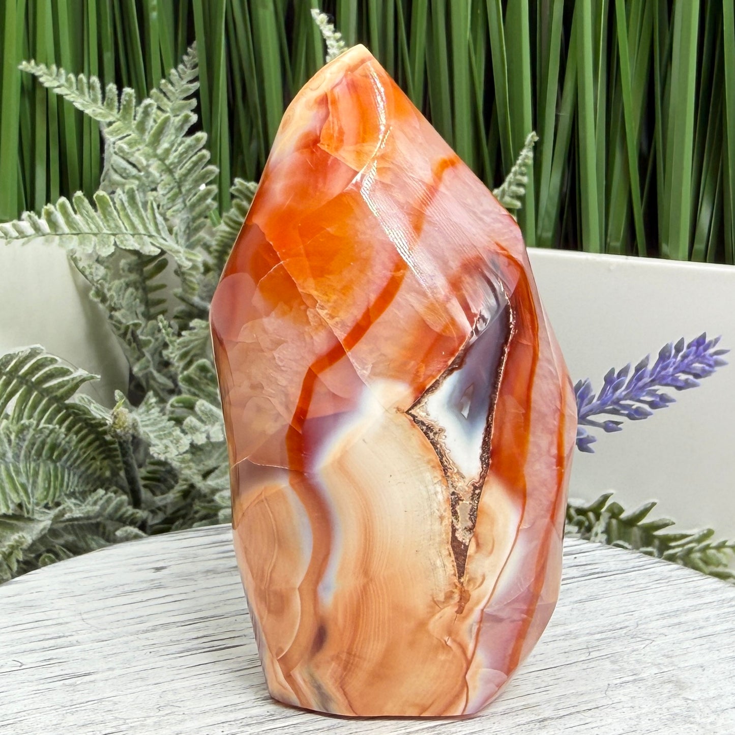 Carnelian with Orca Agate Quartz Flame Free Form Healing Crystal 273g
