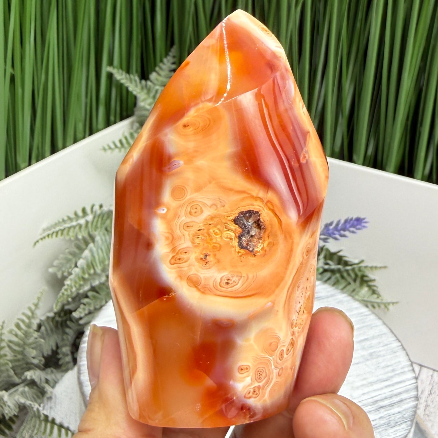 Carnelian with Orca Agate Quartz Flame Free Form Healing Crystal 273g