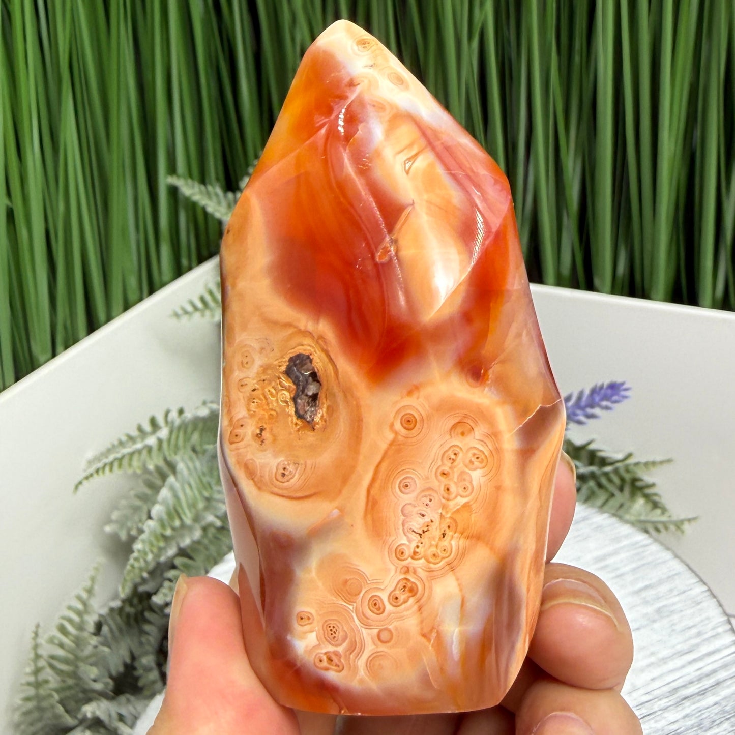 Carnelian with Orca Agate Quartz Flame Free Form Healing Crystal 273g