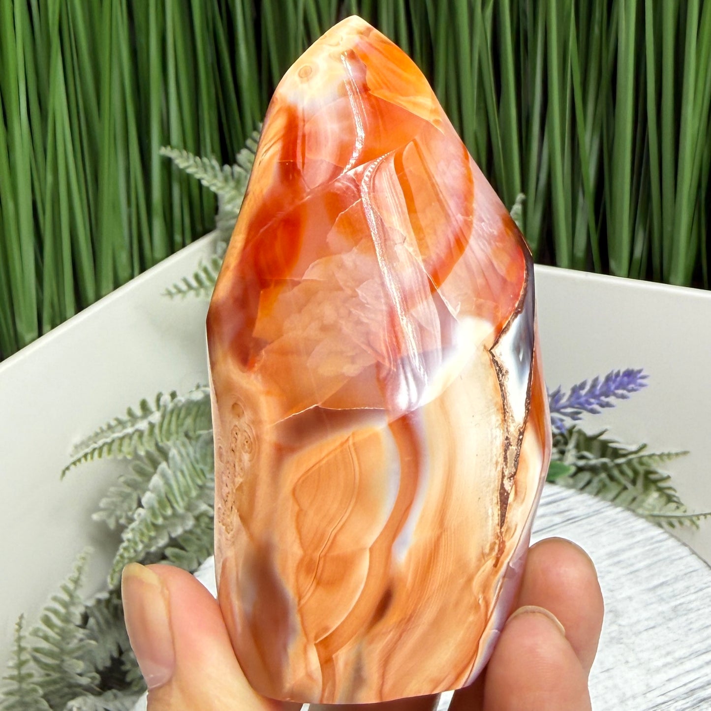 Carnelian with Orca Agate Quartz Flame Free Form Healing Crystal 273g