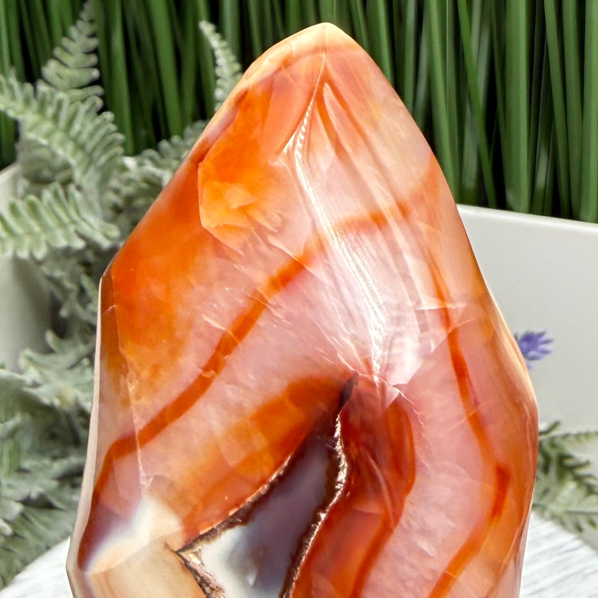 Carnelian with Orca Agate Quartz Flame Free Form Healing Crystal 273g