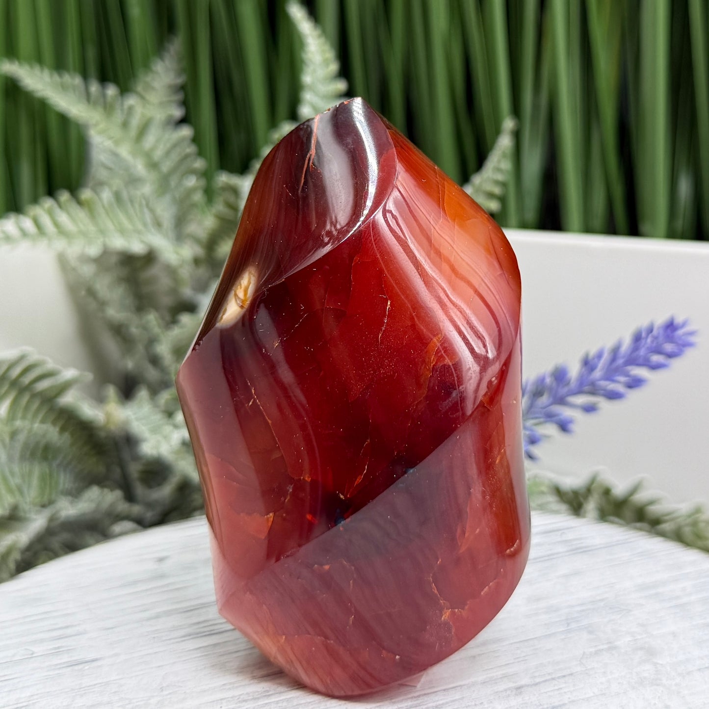 Carnelian with Orca Agate Quartz Flame Free Form Healing Crystal 247g