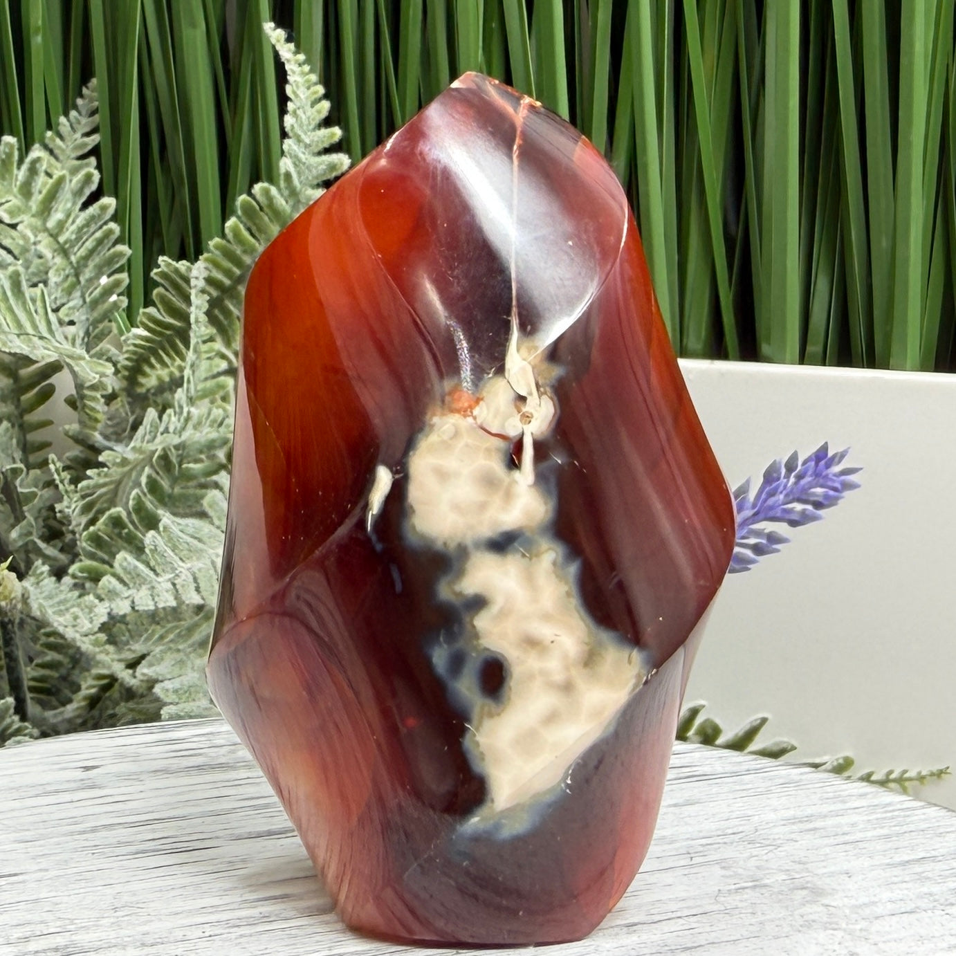 Carnelian with Orca Agate Quartz Flame Free Form Healing Crystal 247g