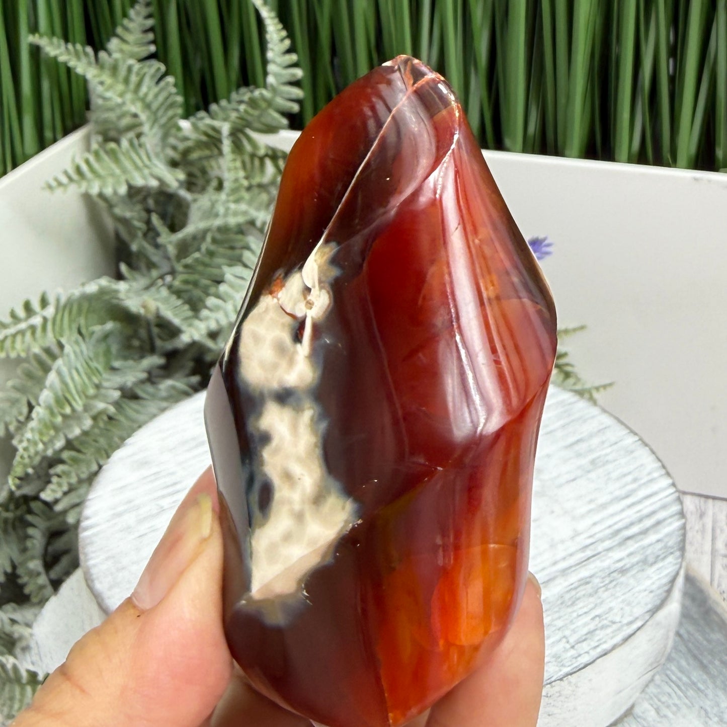 Carnelian with Orca Agate Quartz Flame Free Form Healing Crystal 247g