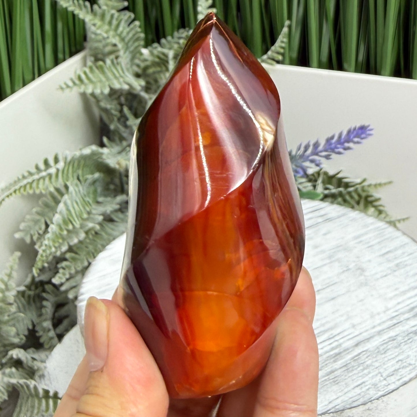 Carnelian with Orca Agate Quartz Flame Free Form Healing Crystal 247g