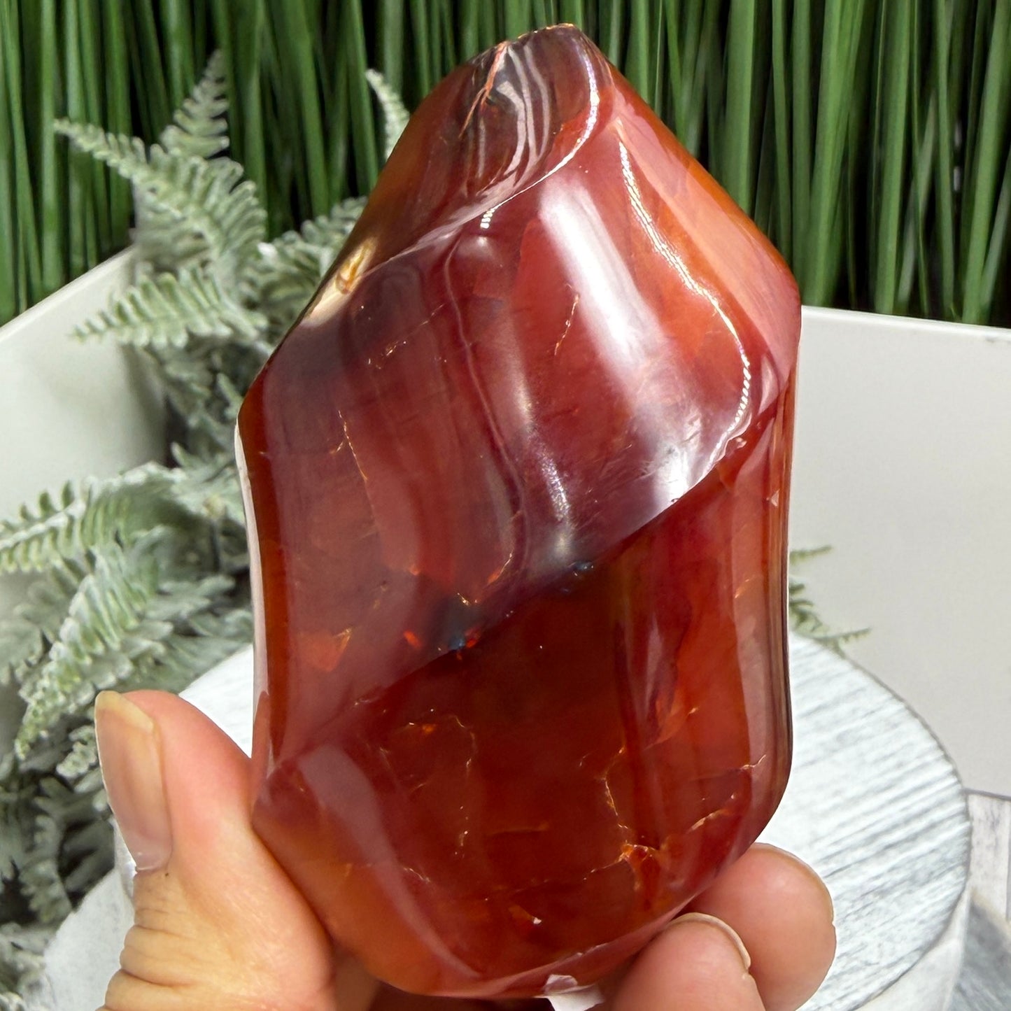 Carnelian with Orca Agate Quartz Flame Free Form Healing Crystal 247g