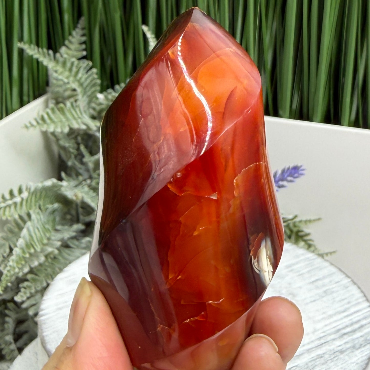 Carnelian with Orca Agate Quartz Flame Free Form Healing Crystal 247g