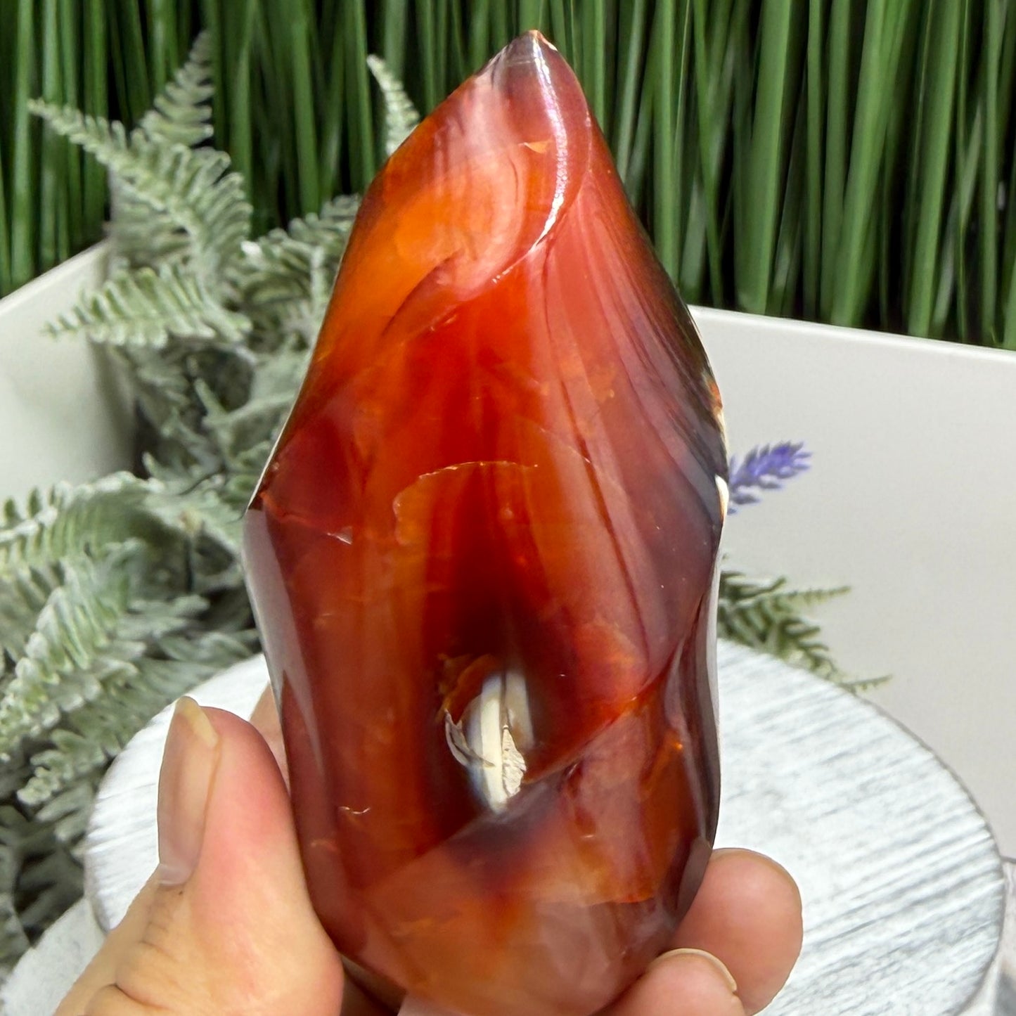 Carnelian with Orca Agate Quartz Flame Free Form Healing Crystal 247g