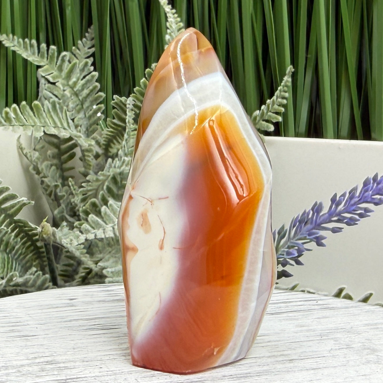 Carnelian with Orca Agate Quartz Flame Free Form Healing Crystal 154g