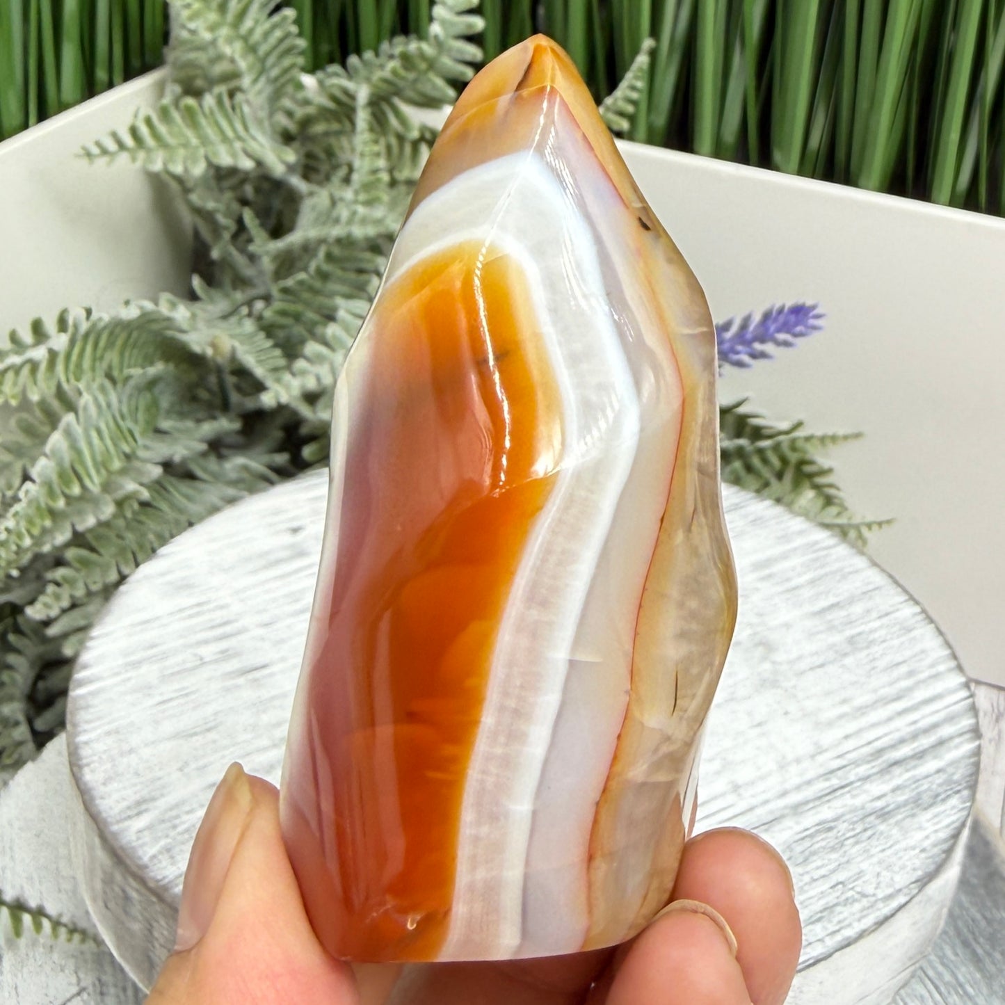 Carnelian with Orca Agate Quartz Flame Free Form Healing Crystal 154g