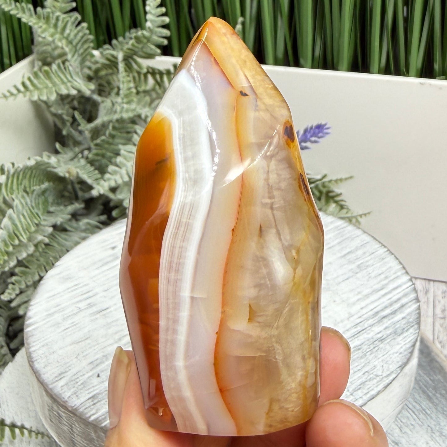 Carnelian with Orca Agate Quartz Flame Free Form Healing Crystal 154g