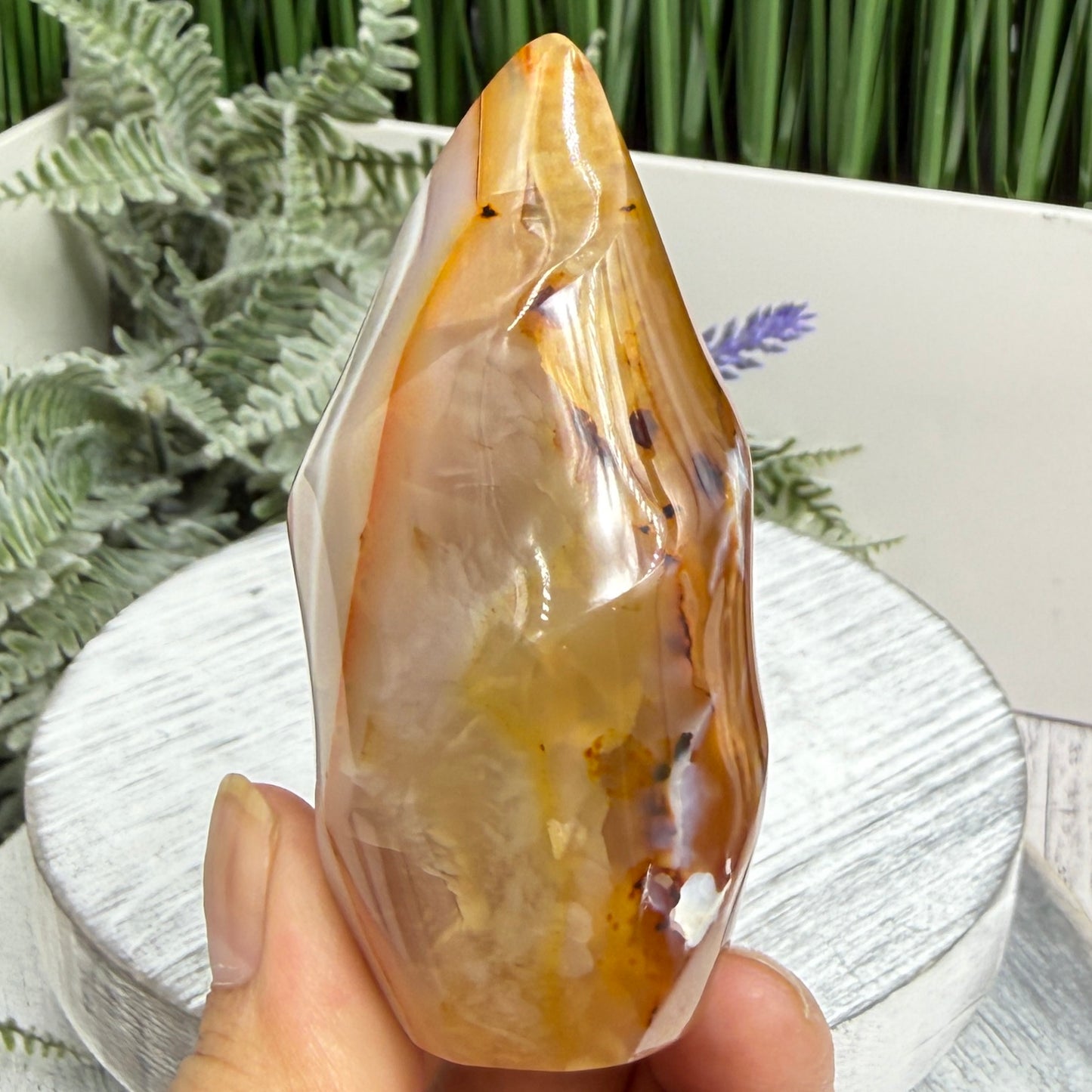 Carnelian with Orca Agate Quartz Flame Free Form Healing Crystal 154g