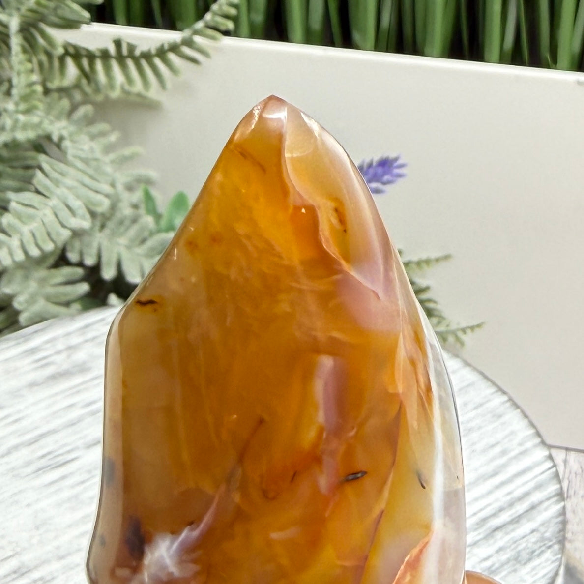 Carnelian with Orca Agate Quartz Flame Free Form Healing Crystal 154g