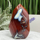 Carnelian with Orca Agate Quartz Flame Free Form Healing Crystal 167g