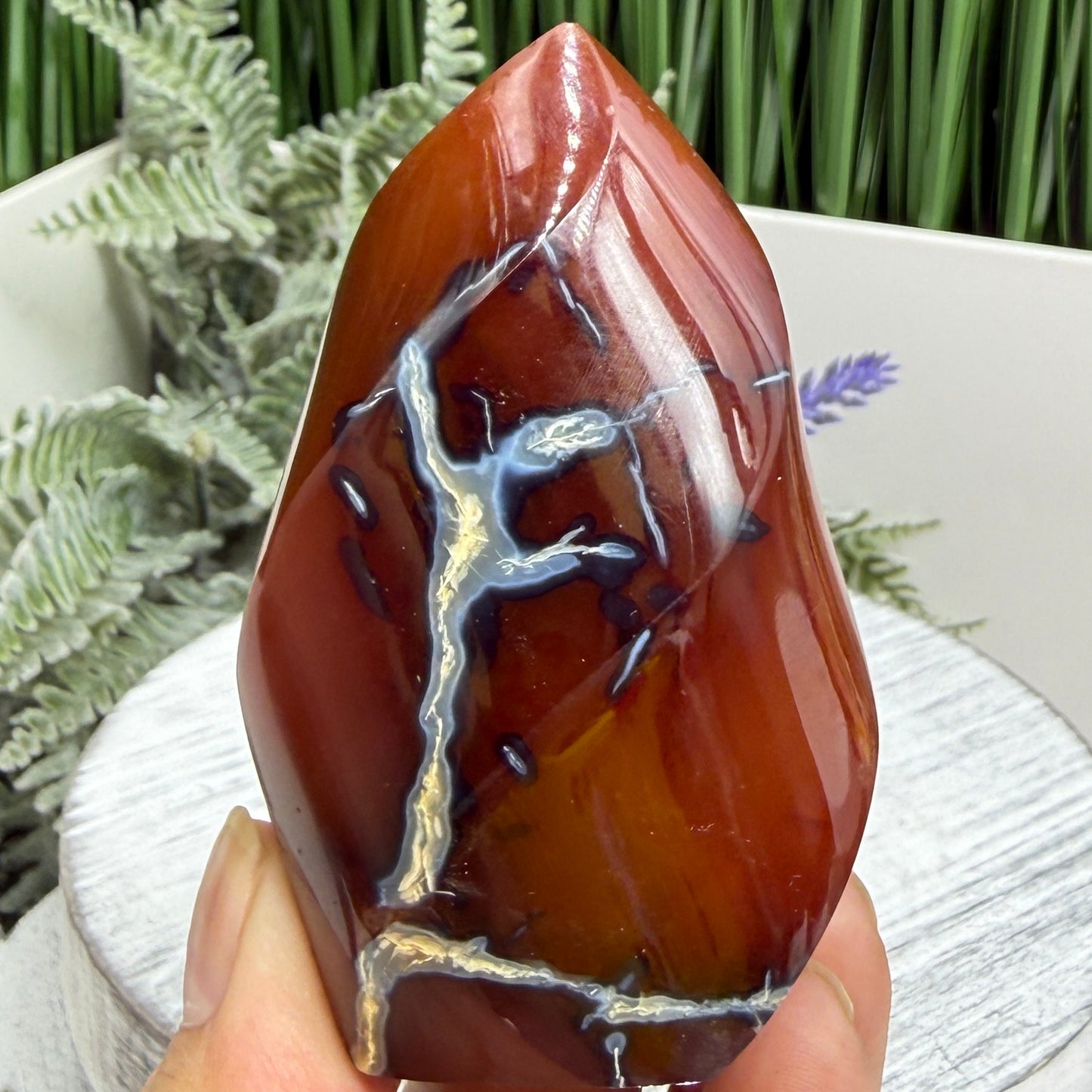 Carnelian with Orca Agate Quartz Flame Free Form Healing Crystal 167g