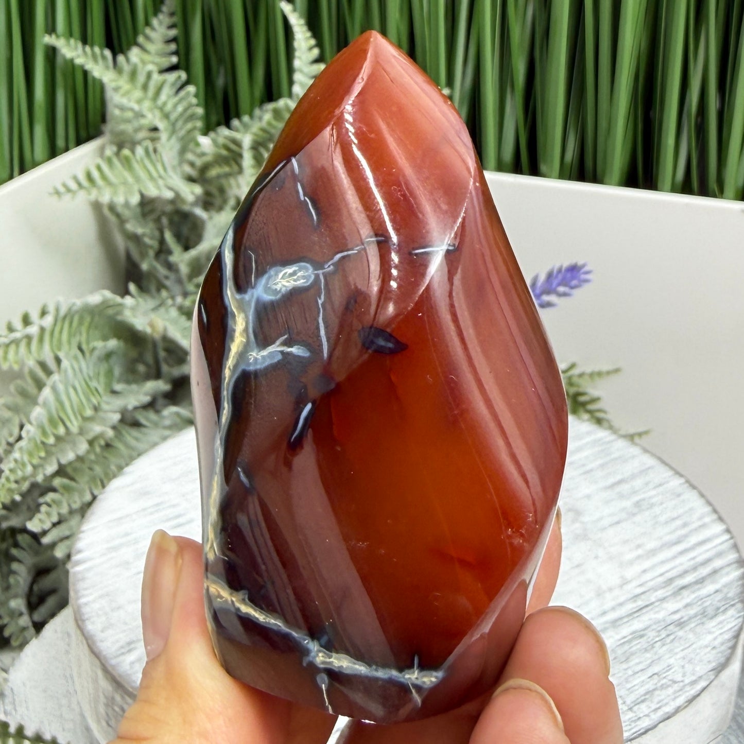 Carnelian with Orca Agate Quartz Flame Free Form Healing Crystal 167g