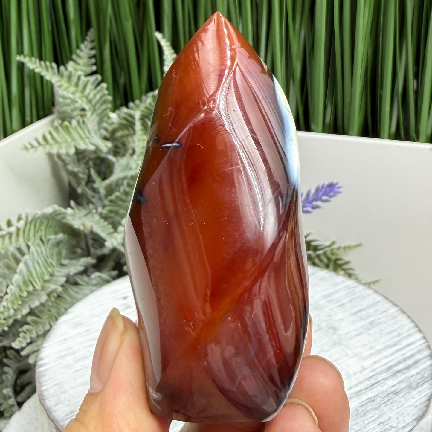 Carnelian with Orca Agate Quartz Flame Free Form Healing Crystal 167g